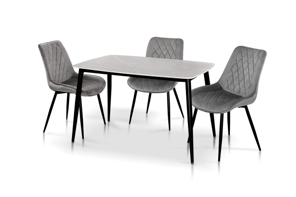 Стіл КИПАРИС 120*80, чорний/ сірий мармур