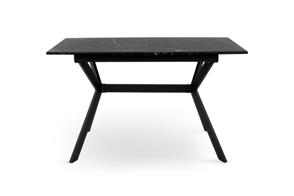 Стол Хьюстон 130(+40)*77 черный металл/мрамор черный