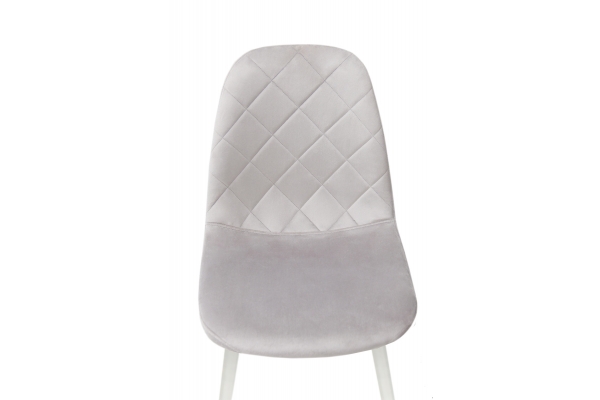 Стілець Ембер-L, білий/велюр світло-сірий
