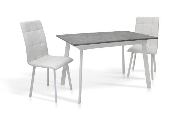 Стіл Етна 120(+40)*75 білий метал/мрамор світл