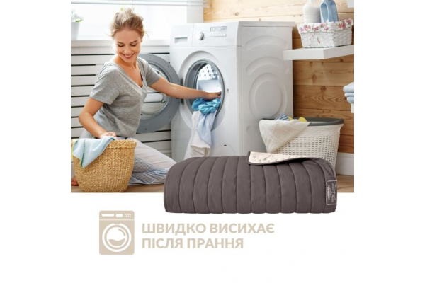 Покривало на ліжко 220х240 см Люкс IDEIA двосторонне, міцна стібка тканини, антиалергенне волокно шоколад/беж
