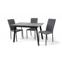 Стіл Етна 120(+40)*75 чорний метал/мрамор темний