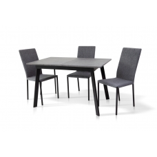 Стіл Етна 120(+40)*75 чорний метал/мрамор темний