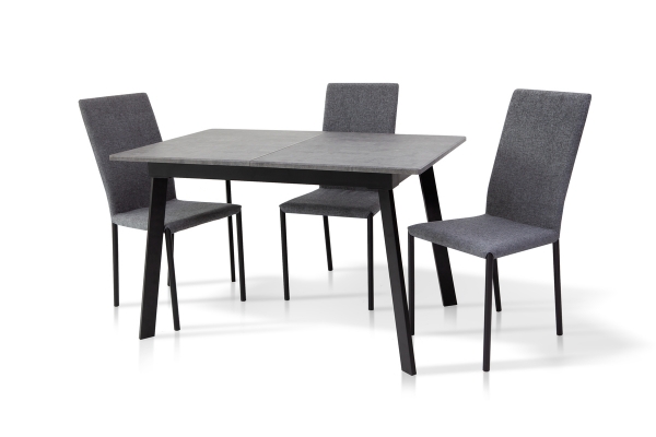 Стіл Етна 120(+40)*75 чорний метал/мрамор темний