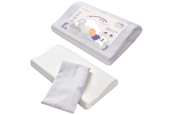 Подушка детская ортопедическая MEMORY FOAM PAPAELLA 47х30/8/5 см, с эффектом памяти, мемори, с наволочкой на молнии