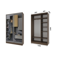 Шафа-купе 2 двері Дзеркало Стандарт-1 130*220*45 колір Дуб сонома трюфель