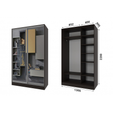 Шкаф-купе 2 двери Зеркало Стандарт-1 130*220*60 цвет Венге магия