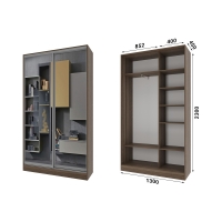 Шафа-купе 2 двері Дзеркало Стандарт-1 130*230*45 колір Дуб сонома трюфель