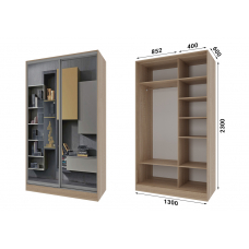 Шафа-купе 2 двері Дзеркало Стандарт-1 130*230*60 колір Дуб сонома