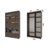Шафа-купе 2 двері комбинований фасад Классік-1 130*240*45 колір Дуб сонома трюфель