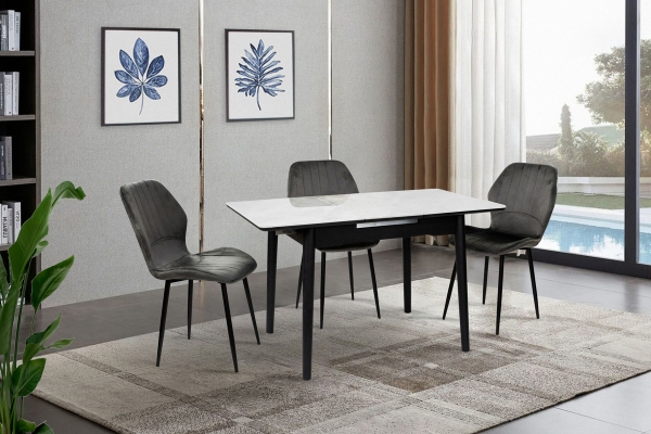 Стіл Нептун 95/125*70 чорний/керам бетон