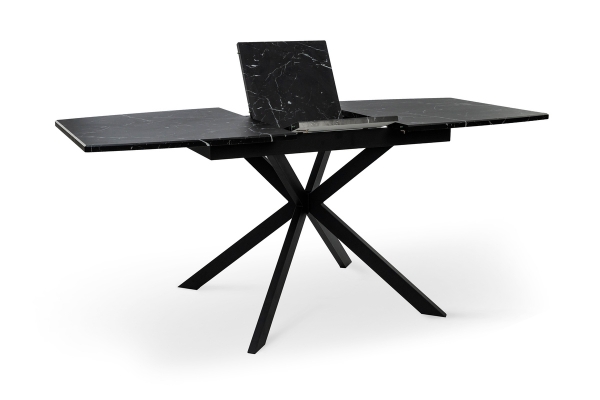 Стіл Річард 140(+40)*85 чорний метал/мрамор чорн