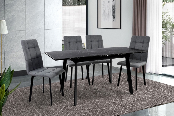 Стіл Етна 120(+40)*75 чорний метал/мрамор чорн