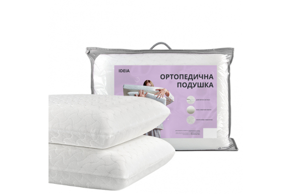 Подушка ортопедическая MEMORY FOAM IDEIA 59х43х12 см с эффектом памяти, мемори, с наволочкой на молнии