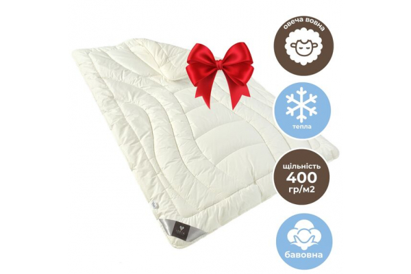 Одеяло Wool Premium шерстяное IDEIA зимнее 155х210 см, шерсть, натуральная, овечья шерсть, двухслойная, хлопок, супер теплое, натуральная щел.
