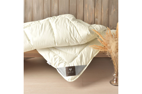 Одеяло Wool Premium шерстяное IDEIA зимнее 175х210 см, шерсть, натуральная, овечья шерсть, двухслойная, хлопок, супер теплая, натуральная щел.400