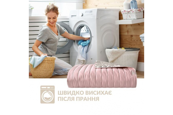 Покривало на ліжко 220х240 см Люкс IDEIA двосторонне, міцна стібка тканини, антиалергенне волокно пудра/св.сірий