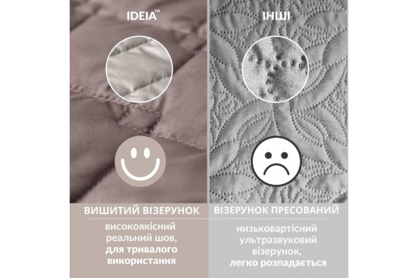 Покривало 100х135 см двустороннє IDEIA для крісла, дивану, гіпоалергенне, міцна стібка, дивандек, накидка шоколад/беж