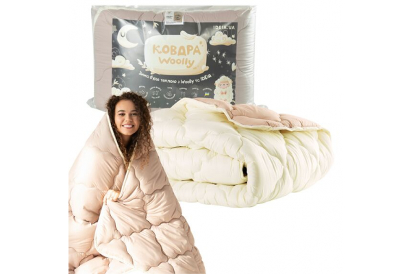 Одеяло WOOLLY шерстяное IDEIA зимнее 200х220 см, шерсть, теплое одеяло, натуральное, овечья шерсть, супер теплое