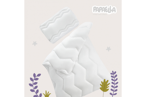 Набор детский в кроватку Comfort PAPAELLA одеяло 100х135 см и подушка 40х60 см, антиаллергенный зигзаг/белый