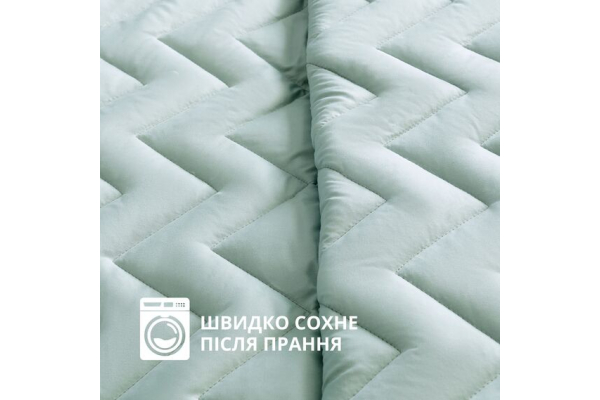 Покривало на ліжко Іззі 240х260 см IDEIA двосторонне, міцна стібка тканини, антиалергенне волокно м`ята/св.сірий