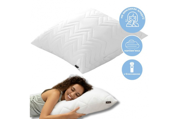 Подушка NORDIC COMFORT+ IDEIA 70х70 см чехол с стежкой и молнией белая антиаллергенное волокно