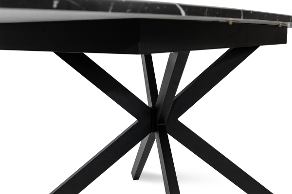 Стіл Річард 140(+40)*85 чорний метал/мрамор чорн