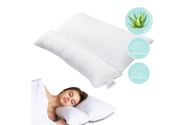 Подушка Aloe Vera 50х70 см IDEIA ортопедическая антиаллергенная, ткань с пропиткой алоэ, антибактериальная в сумке