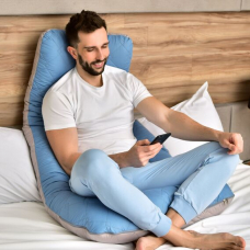 Подушка П-образная для сна и отдыха стеганная IDEIA 140х75х20 см, U-shape, с наволочкой на молнии, антиаллергенная, для беременных, для тела, для чел