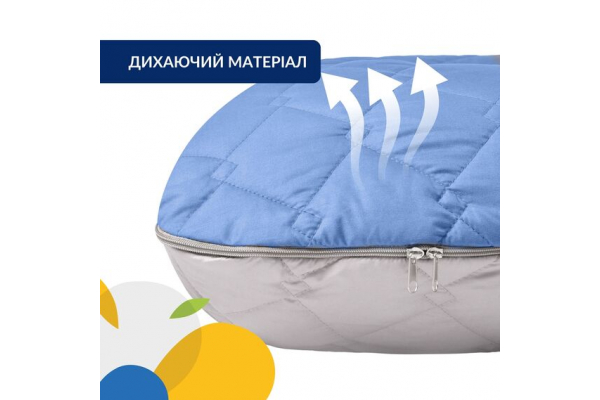 Подушка П-образная для сна и отдыха стеганная IDEIA 140х75х20 см, U-shape, с наволочкой на молнии, антиаллергенная, для беременных, для тела, для мужчин джинс/св.