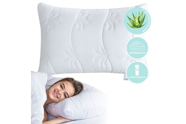 Подушка Aloe Vera 50х70 см IDEIA антиаллергенная, ткань с пропиткой алоэ, антибактериальная, с молнией в сумке