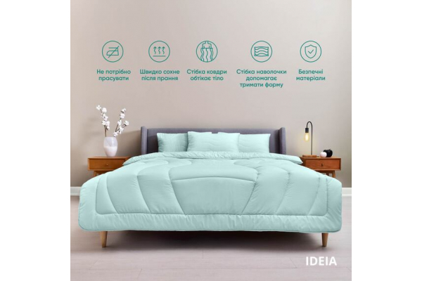 Набор постельного белья OASIS TM IDEIA полуторный с одеялом 140х210 см, наволочка 50х70 см и простыня 150х220 см мята