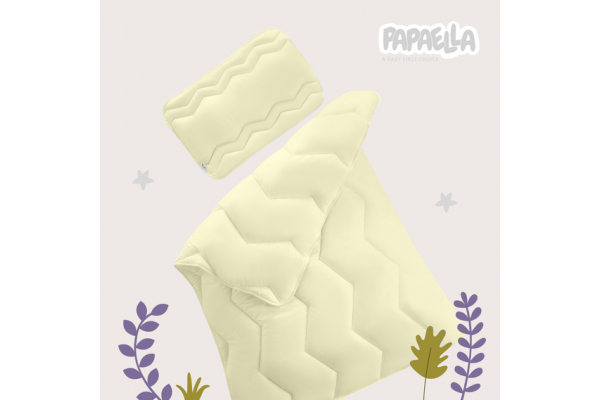 Одеяло детское всесезонное в кроватку Comfort PAPAELLA 100х135 см, одеяло детское антиаллергенное, теплое зигзаг/молоко