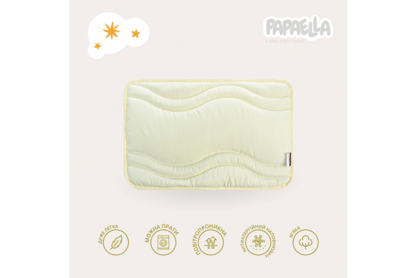 Набор детский в кроватку Comfort PAPAELLA одеяло 100х135 см и подушка 40х60 см, антиаллергенный зигзаг/молоко
