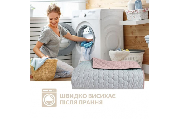 Покривало на ліжко Silhouette 220x240 IDEIA двосторонне, міцна стібка тканини, антиалергенне волокно м`ята