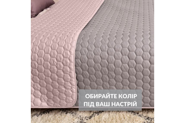 Покрывало на кровать Silhouette 220x240 IDEIA двустороннее, крепкая стежка ткани, антиаллергенное волокно беж