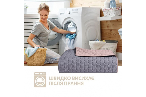 Покривало на ліжко Silhouette 220x240 IDEIA двосторонне, міцна стібка тканини, антиалергенне волокно сірий