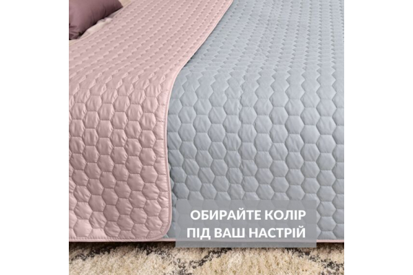 Покривало на ліжко Silhouette 240x260 IDEIA двосторонне, міцна стібка тканини, антиалергенне волокно м’ята 