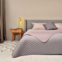 Покрывало на кровать Silhouette 240x260 IDEIA двухстороннее, крепкая стежка ткани, антиаллергенное волокно беж