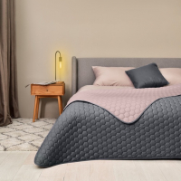 Покрывало на кровать Silhouette 240x260 IDEIA двухстороннее, прочная стежка ткани, антиаллергенное серое волокно