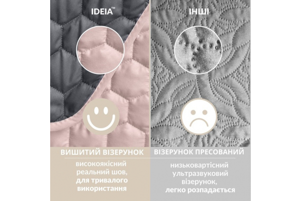 Покривало на ліжко Silhouette 240x260 IDEIA двосторонне, міцна стібка тканини, антиалергенне волокно сірий
