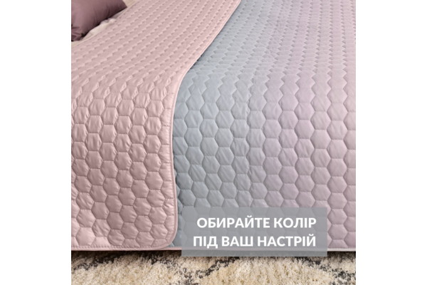 Покрывало на кровать Silhouette 220x240 IDEIA двустороннее, крепкая стежка ткани, антиаллергенное волокно пудра
