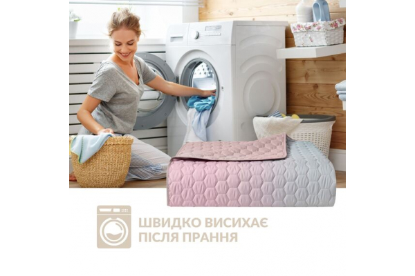 Покривало на ліжко Silhouette 240x260 IDEIA двосторонне, міцна стібка тканини, антиалергенне волокно пудра
