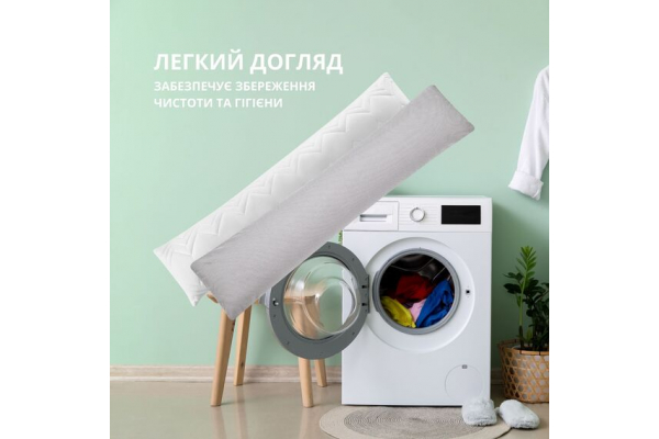 Подушка с наволочкой NORDIC+ для отдыха и сна 40х140 см IDEIA с молнией антиаллергенная серая белая