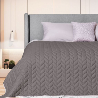 Покривало на ліжко 220х240 см Warmis двосторонне, міцна стібка тканини, антиалергенне волокно сірий/беж