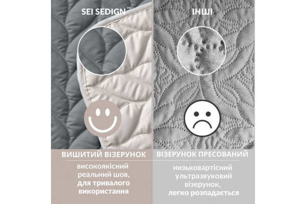 Покривало на ліжко 220х240 см Warmis двосторонне, міцна стібка тканини, антиалергенне волокно графіт/св.сірий