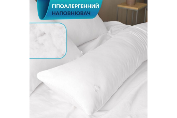 Подушка ортопедическая с наволочкой сатин для сна и отдыха S-Form IDEIA 40х130 см антиаллергенная с молнией белая