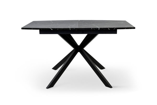 Стіл Річард 140(+40)*85 чорний метал/мрамор чорн