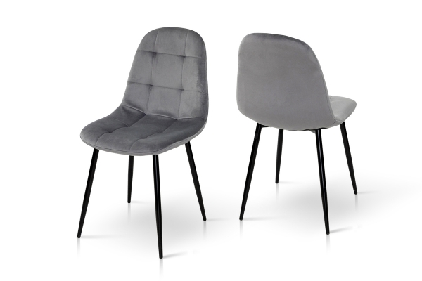 Стілець Квест, чорний/велюр сірий