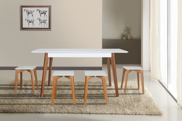 Стіл Сінгл (130+30)/80 ніжки горіх/столешня біла--